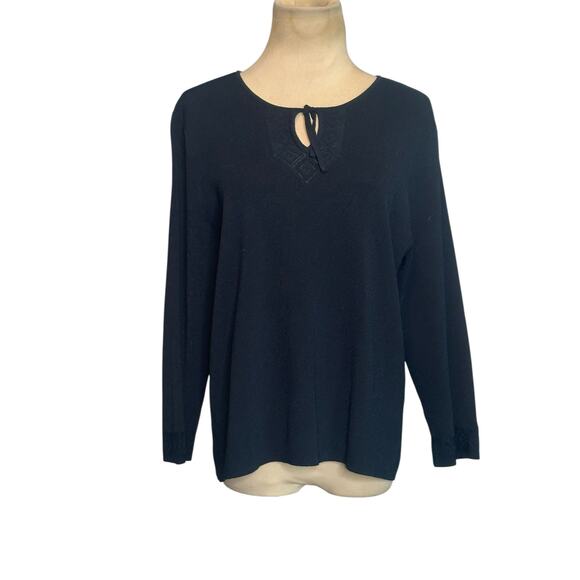 Liz Claiborne navy 3/4 sleeves knit sweater size Large - Picture 8 of 14